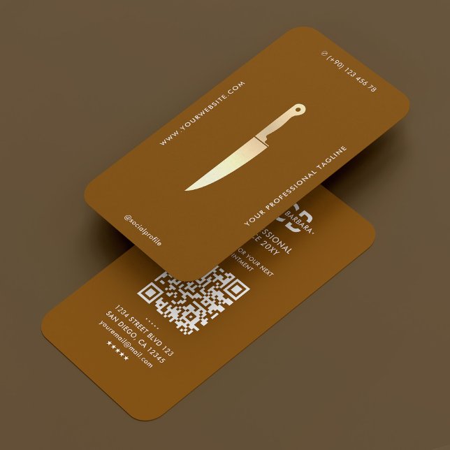 Modern Chef Gold Knife Butcher Caterer Brown Business Card (Modern Chef Gold Knife Butcher Caterer Brown Business Card
)