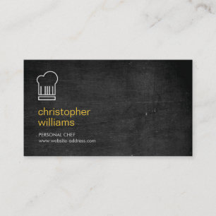 MODERN CHEF HAT LOGO on BLACK WOOD Business Card