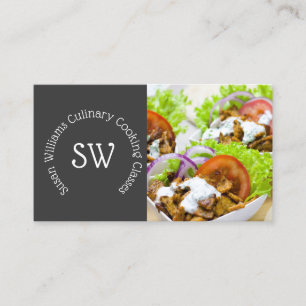 Modern chef photo   fresh healthy salad canapé business card