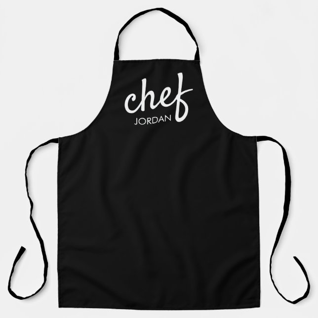 Modern Chef Script Type Name Personalised  Apron (Front)
