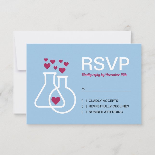 Modern Chemistry Heart Wedding RSVP (Front)