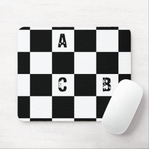 Modern Chequered black and white Alphabets Mouse Mat