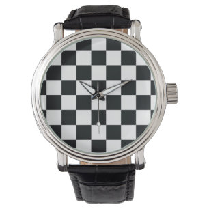Modern Chequered Black and White Watch