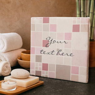 Modern Chequered Mosaic Pastel Pink Stone Coaster