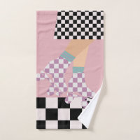 Modern Chequered Roller Skating Girl Art Checks  