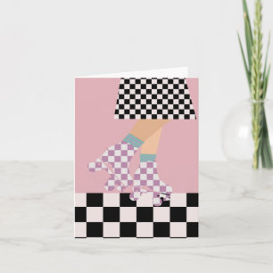 Modern Chequered Roller Skating Girl Art Checks    Invitation