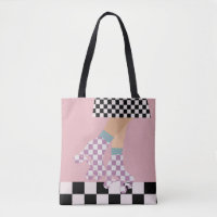 Modern Chequered Roller Skating Girl Art Checks   