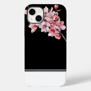Modern Cherry Blossom Black iPhone 14 Plus Case