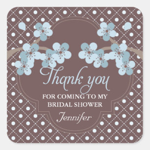 Modern Cherry Blossom Bridal Shower Thank You Square Sticker