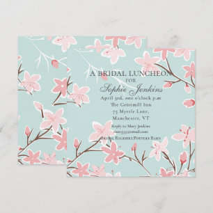 Modern Cherry Blossom Floral Bridal Shower  Invitation