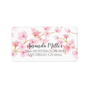 Modern Cherry Blossom Floral Return Address Label