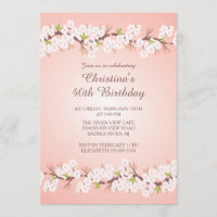 Modern Cherry Blossom Flower Floral Birthday Party