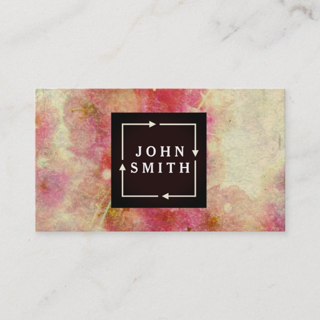 Modern Cherry Blossom Watercolors Cool Abstract Business Card (Front)