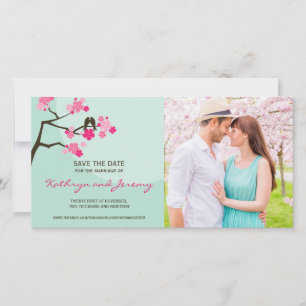 Modern Cherry Blossoms Love Birds Save The Date