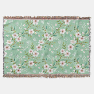 Modern Cherry Blossoms Winter Throw Blanket