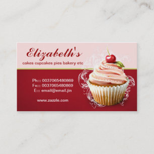 modern cherry cupcake business card