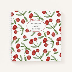 Modern Cherry Pattern Personalised Recipe Notebook