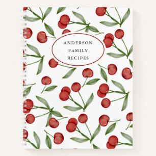 Modern Cherry Pattern Personalised Recipe Notebook