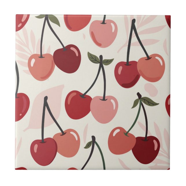 Modern Cherry Pattern Tile (Front)
