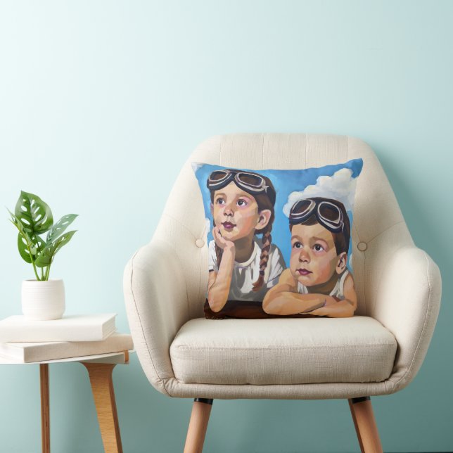 Modern Cherub Painting - Rembrandt Inspired Art Cushion (Chair)