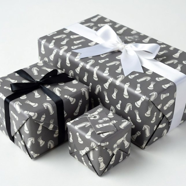 Modern Chess Pieces Pattern Wrapping Paper (Creator Uploaded)