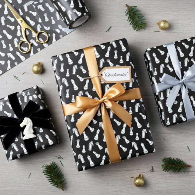 Modern Chess Pieces Pattern Wrapping Paper (Creator Uploaded)