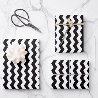 Modern Chevron Black and White Stripes Pattern Wrapping Paper Sheet