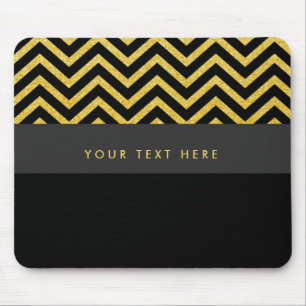 Modern Chevron Black & Gold Trendy Mouse pad
