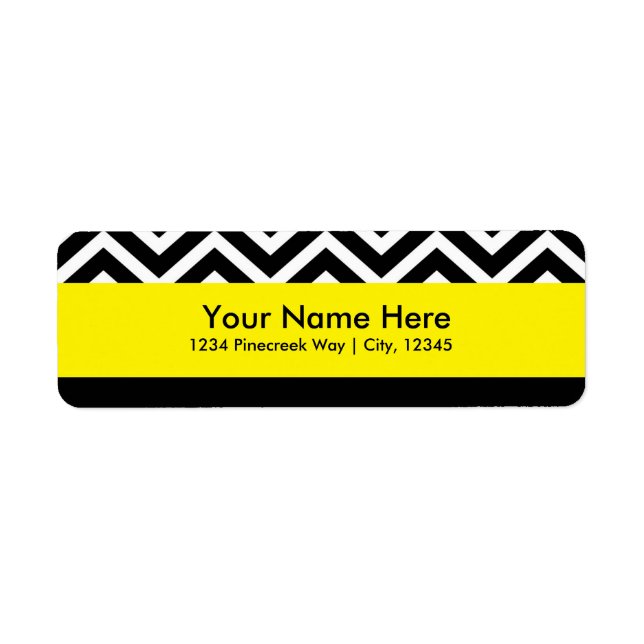 Modern Chevron Black & Yellow Address Labels (Front)