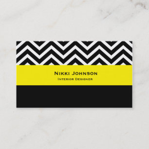 Modern Chevron Black & Yellow Glam Business Card