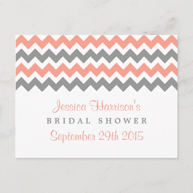 Modern Chevron Bridal Shower Recipe Cards (Front)