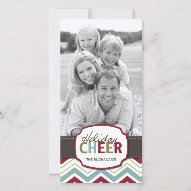 Modern Chevron Customisable Photo Card (Front)