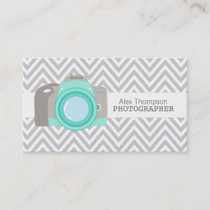 Modern Chevron DSLR Camera Photographer Business Card