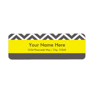 Modern Chevron Grey & Yellow Classy Address Labels