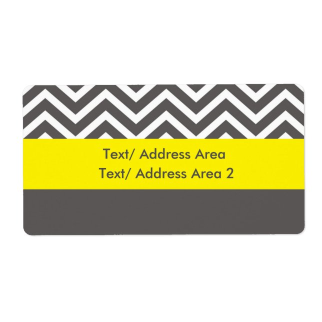 Modern Chevron Grey Yellow Shipping Package Label (Front)