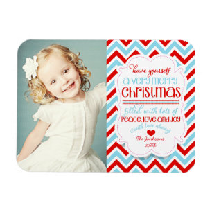 Modern Chevron Merry Christmas Photo Magnet