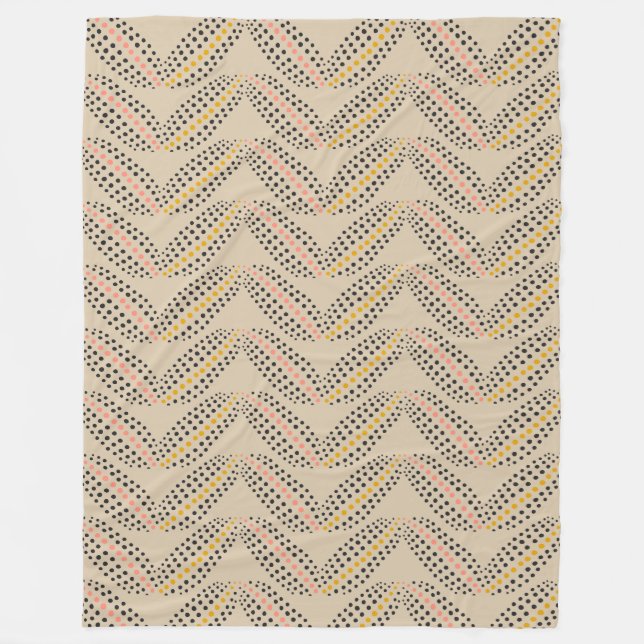 Modern Chevron Multicolored Dots Neutral Earthy Fleece Blanket (Front)