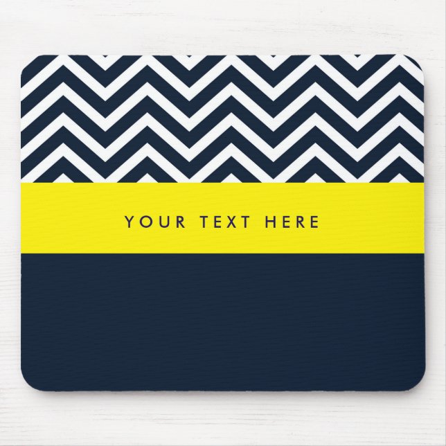 Modern Chevron Navy Blue & Yellow Trendy Mouse pad (Front)