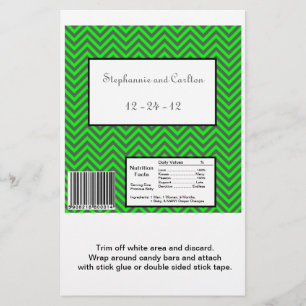 Modern Chevron Neon Green/Grey Candy Wrapper