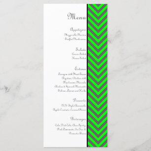 Modern Chevron Neon Green/Grey Wedding Menu