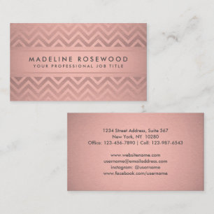 Modern Chevron Pattern Elegant Rose Gold Faux Foil Business Card