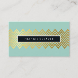 MODERN CHEVRON PATTERN trendy simple gold mint Business Card
