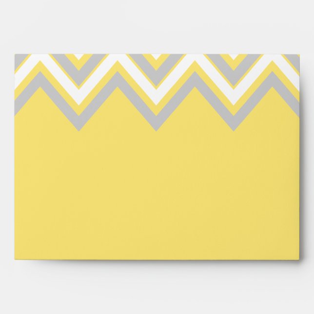 Modern chevron wedding grey, yellow initials envelope (Front)