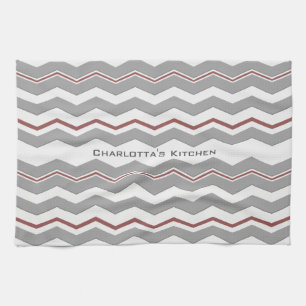 Modern Chevron with any Colour and Text Tea Towel