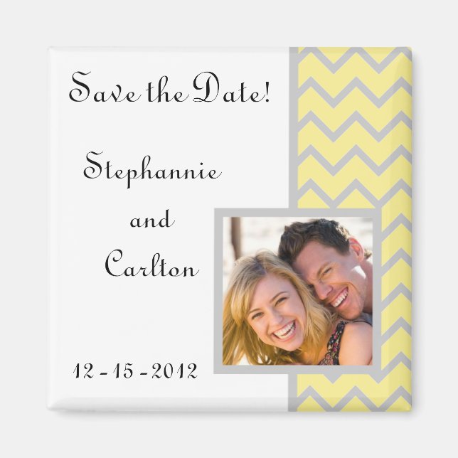 Modern Chevron Yellow/Grey Announcement Magnet (Front)