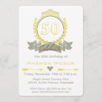 Modern Chevron Yellow Grey Birthday Invitation