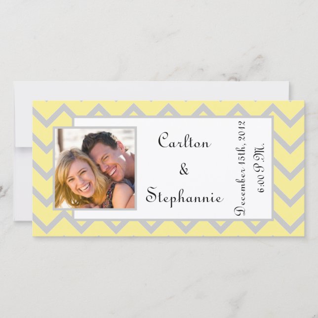 Modern Chevron Yellow/Grey Photo Announcement (Front)