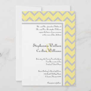 Modern Chevron Yellow/Grey Wedding Invitation