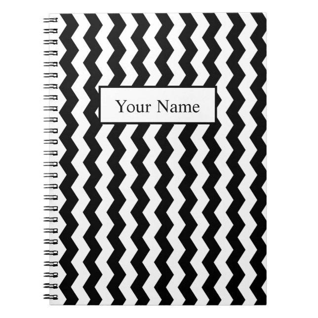 Modern Chevron Zig Zag Black and White Pattern  Notebook (Front)