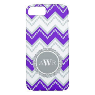 Modern Chevron Zig Zag Monogrammed  Stripe Oval iPhone 8/7 Case
